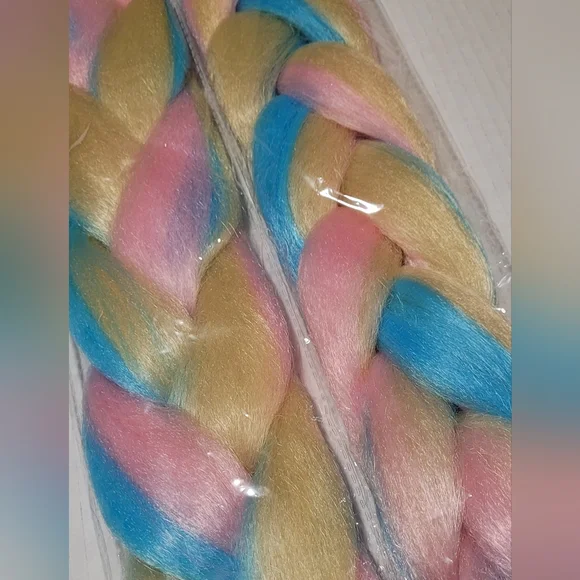 2pks Jumbo Braid ~ Synthetic Braiding Hair ~ Blonde Pink Blue Pastel Mix  Dreads - Picture 2 of 3